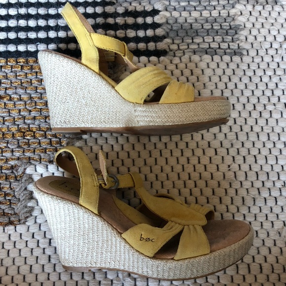 boc Shoes Boc Born Concept Mustard Yellow Wedge Sandals Poshmark